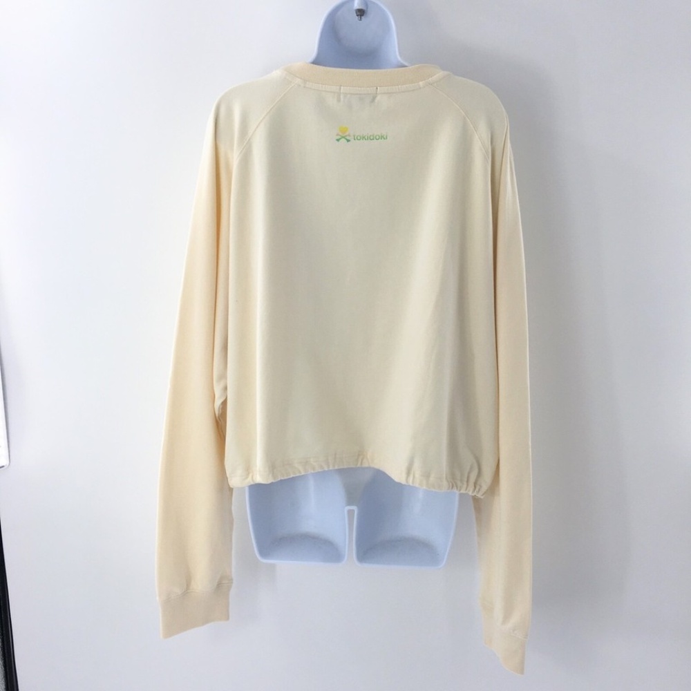 Tokidoki Women Sweatshirt Tokimeki Unicorno Cropped Drawstring Ivory Sz 3XL - Picture 6 of 11